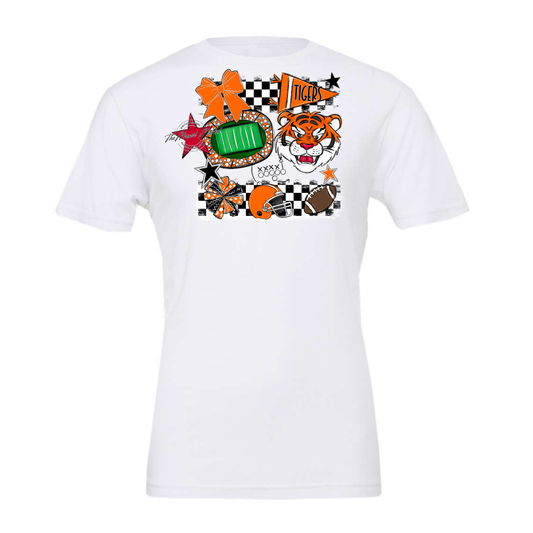 Tigers Checkers Mascot Spirit Design-Orange