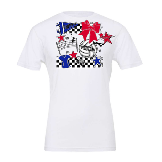Panthers Checkers Volleyball Spirit Design-Blue-Red