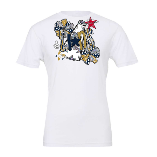 Lions Cheer Megaphone Scrape-Navy-Gold