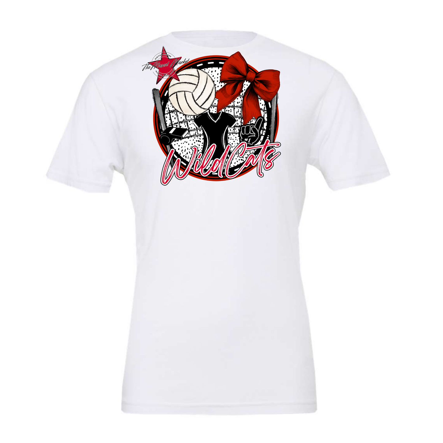 Wildcats Circle Volleyball Design-Red