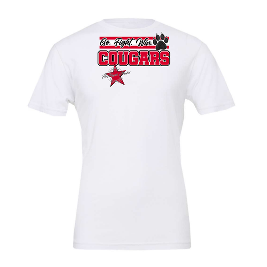 Cougars Go Fight Win Mascot Lines-Red