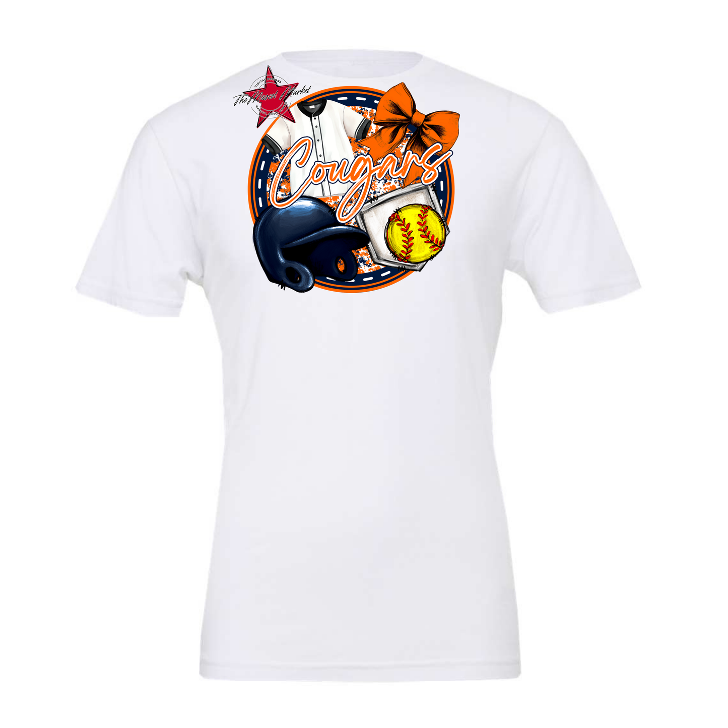Cougars Circle Softball Design-Navy-Orange