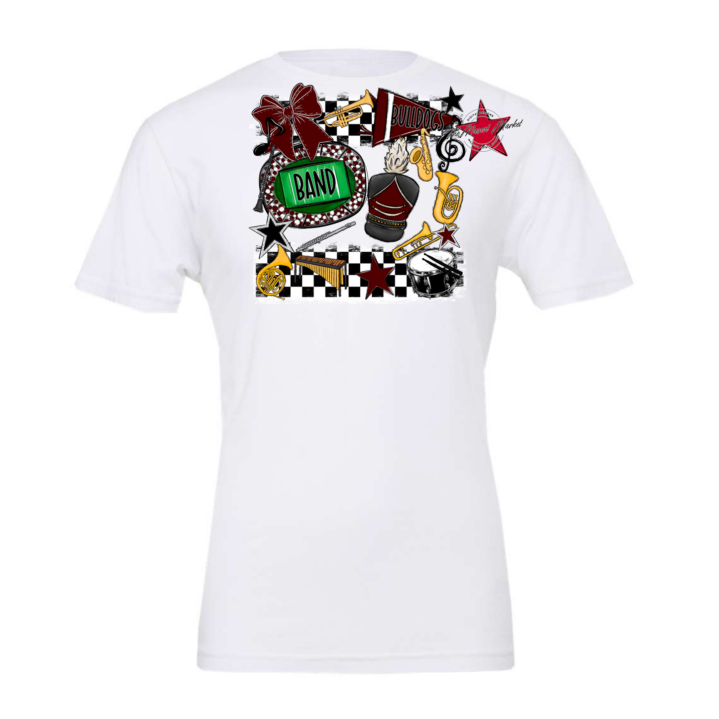 Bulldogs Checkers Band Spirit Design-Maroon