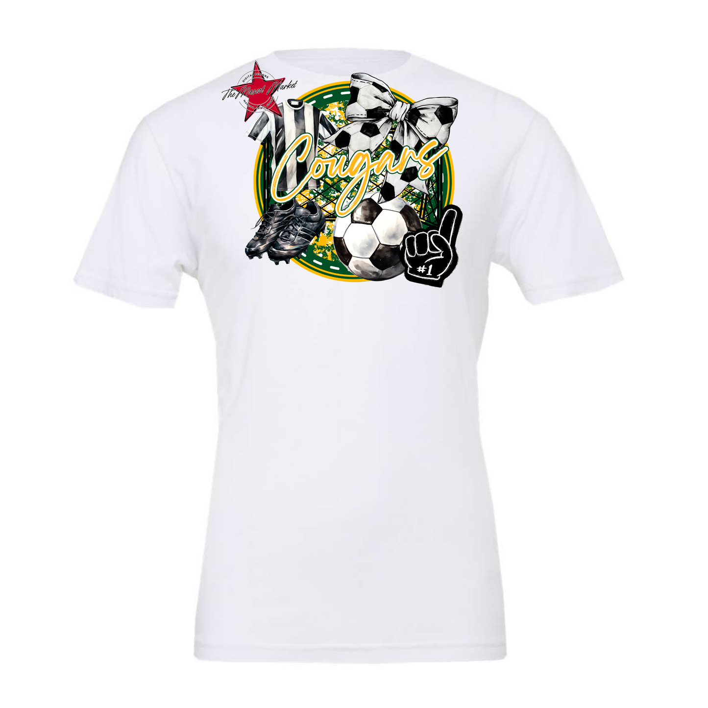 Cougars Circle Soccer Design-Green-Yellow