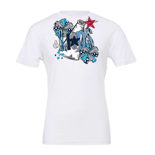 Lions Cheer Megaphone Scrape-Navy-Carolina Blue