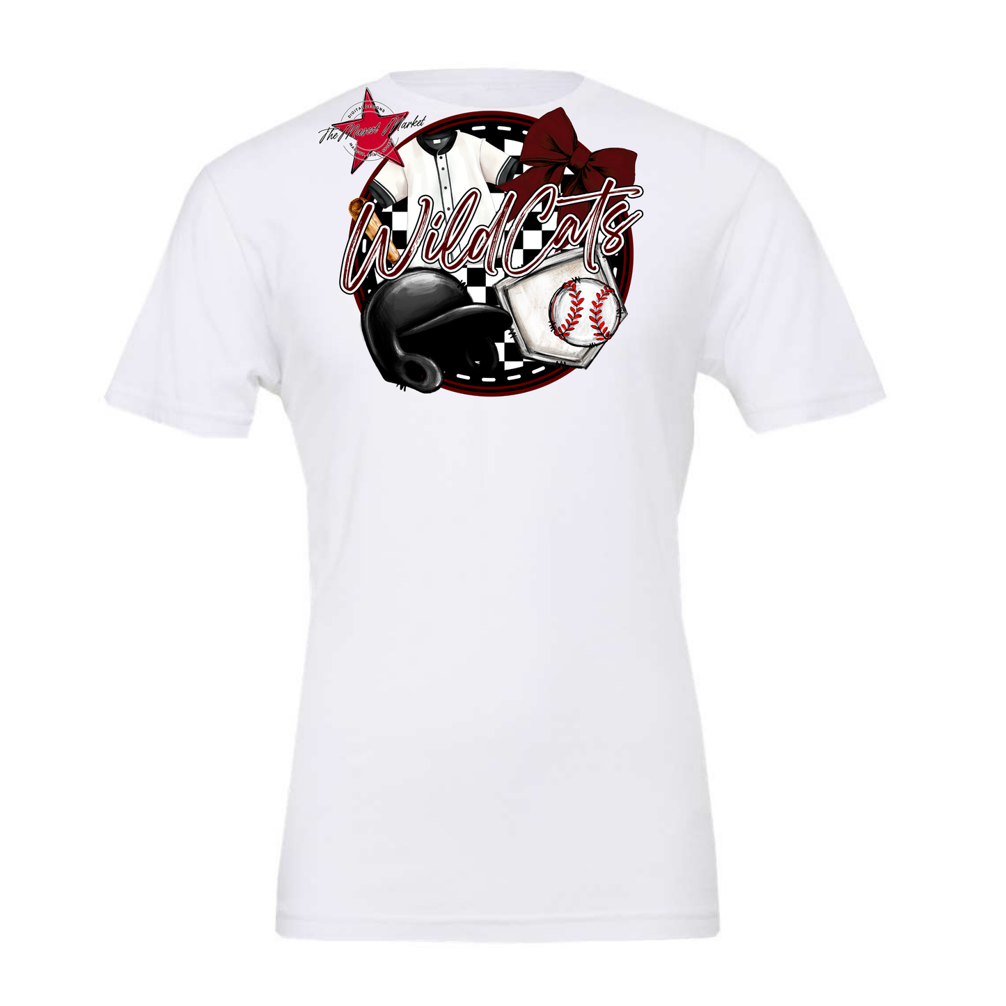 Wildcats Circle Baseball Design-Maroon