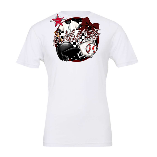 Wildcats Circle Baseball Design-Maroon