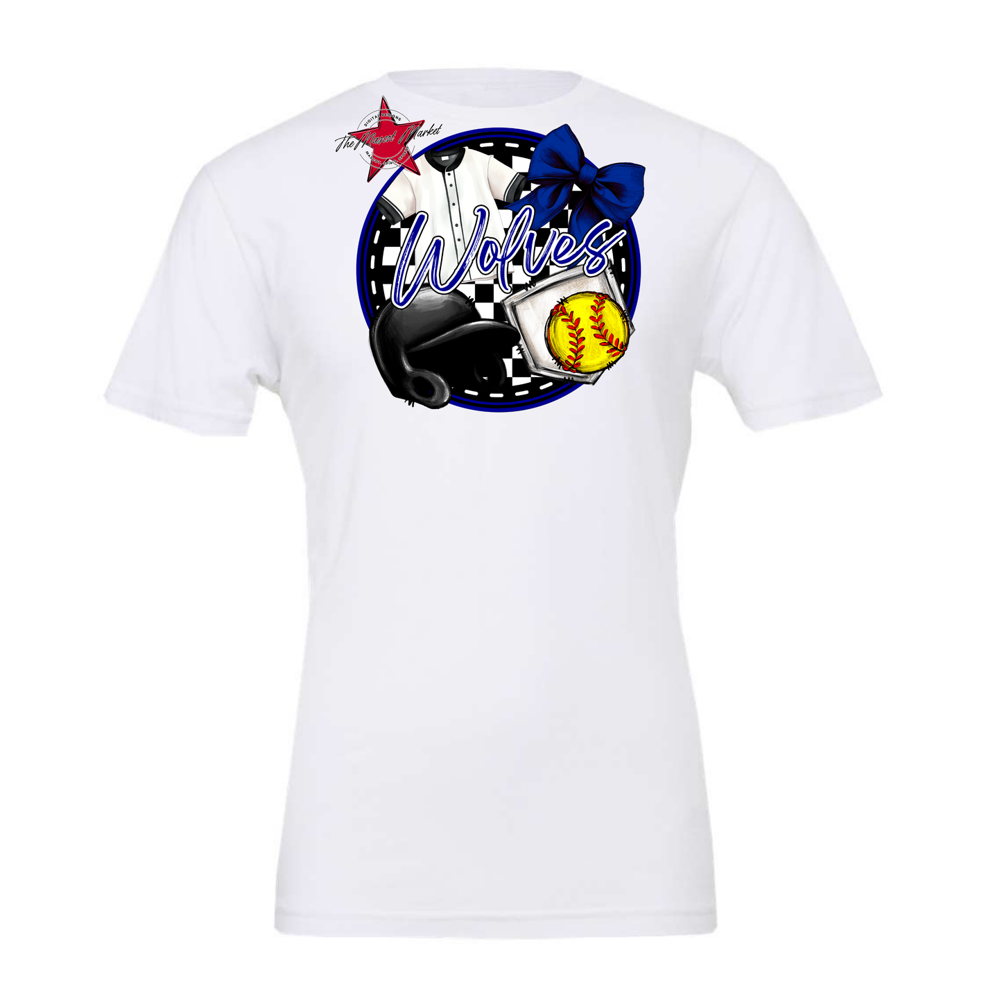 Wolves Circle Softball Design-Blue