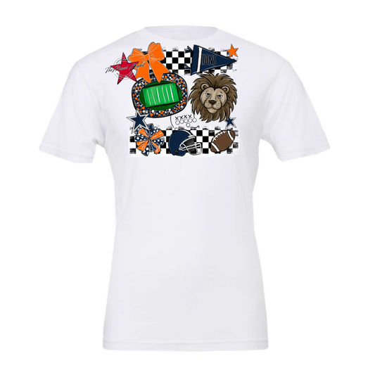 Lions Checkers Mascot Spirit Design-Navy-Orange