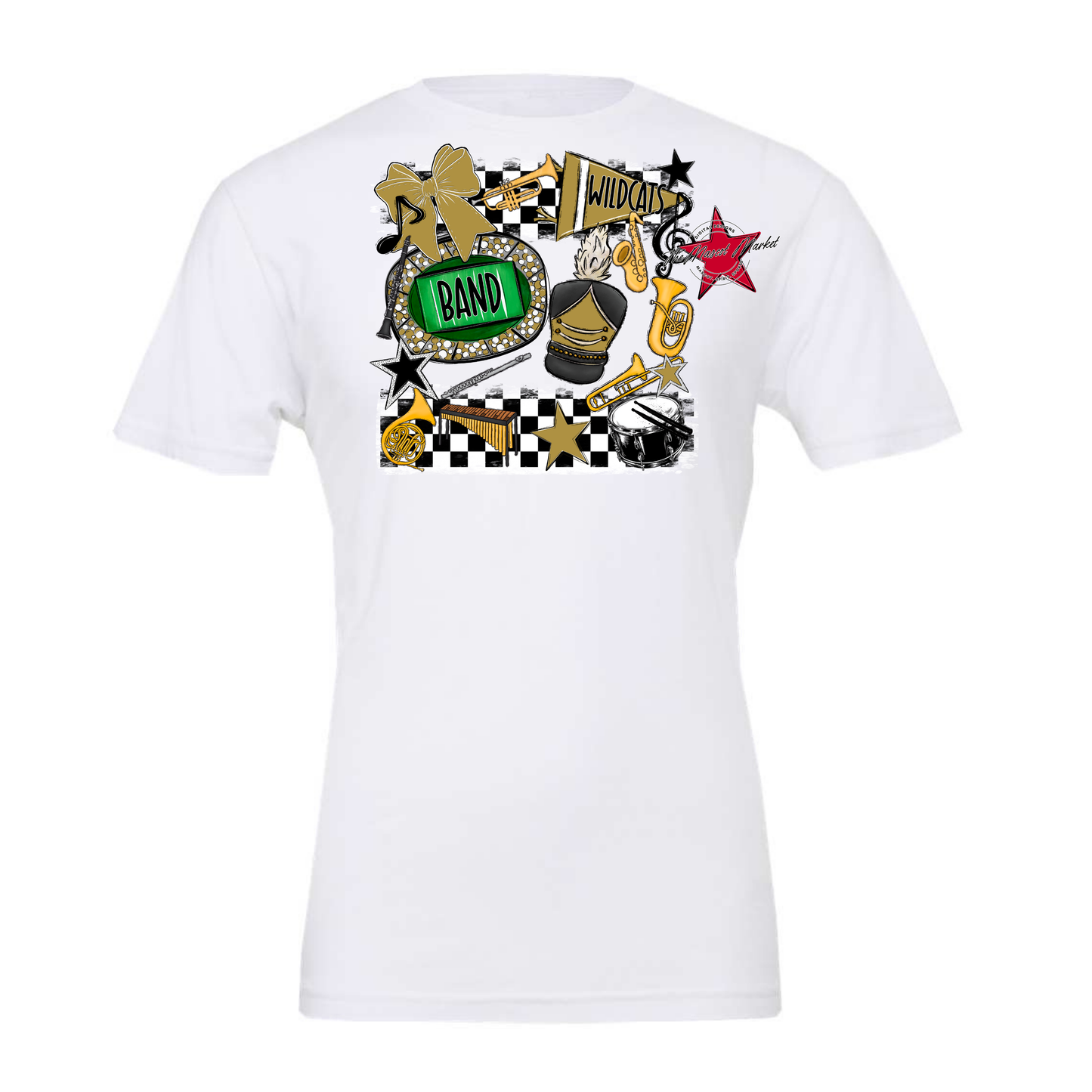 Wildcats Checkers Band Spirit Design-Gold