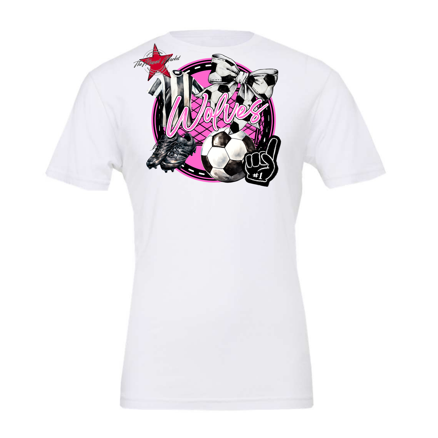 Wolves Circle Soccer Design-Baby Pink