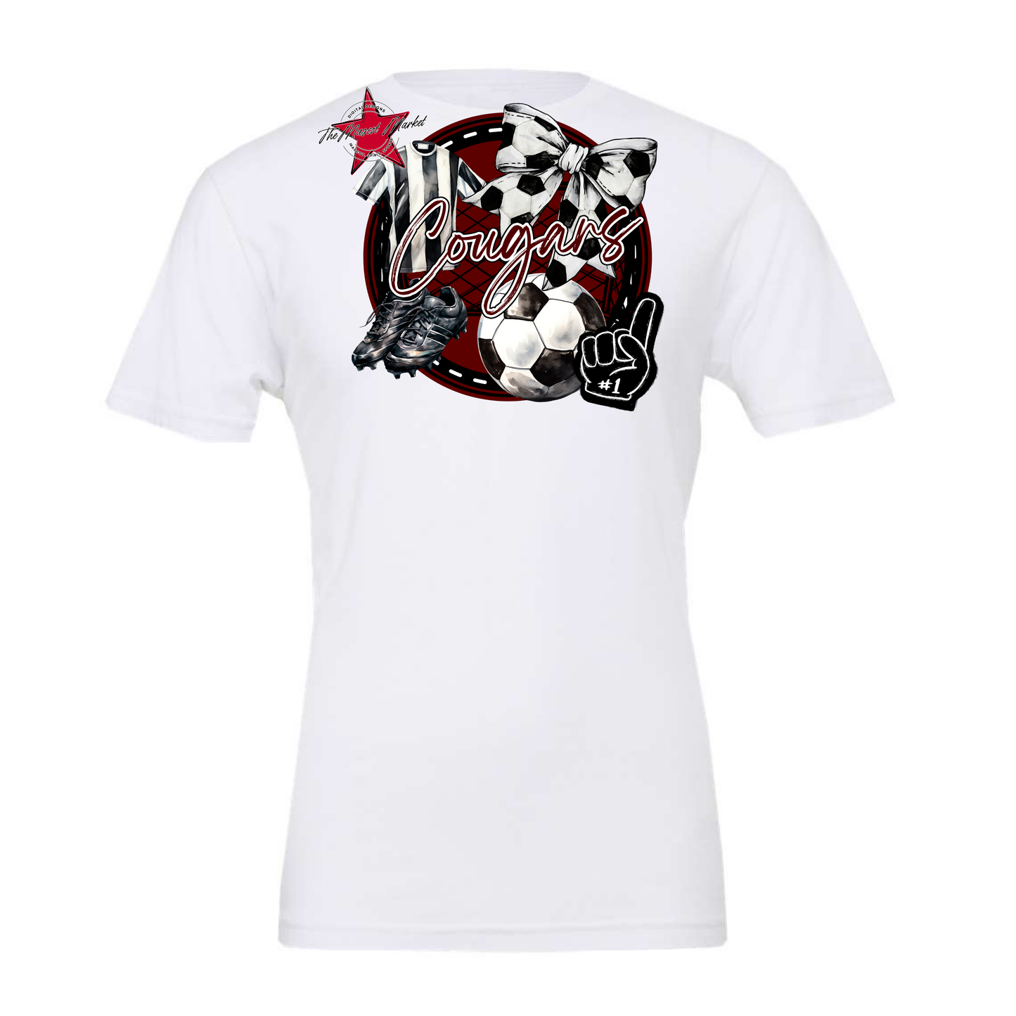 Cougars Circle Soccer Design-Maroon