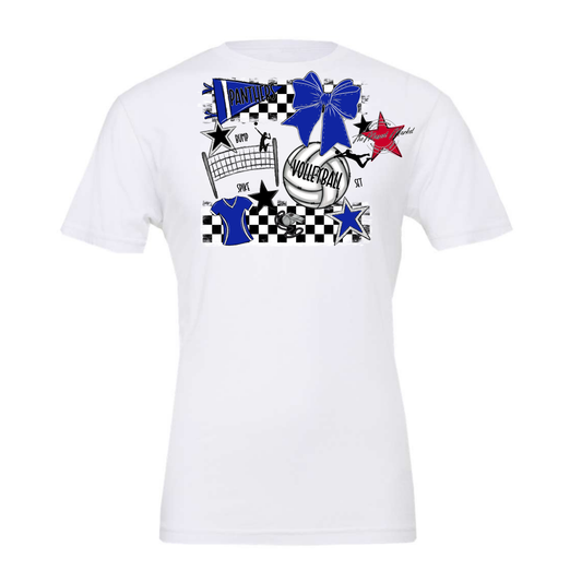 Panthers Checkers Volleyball Spirit Design-Royal Blue