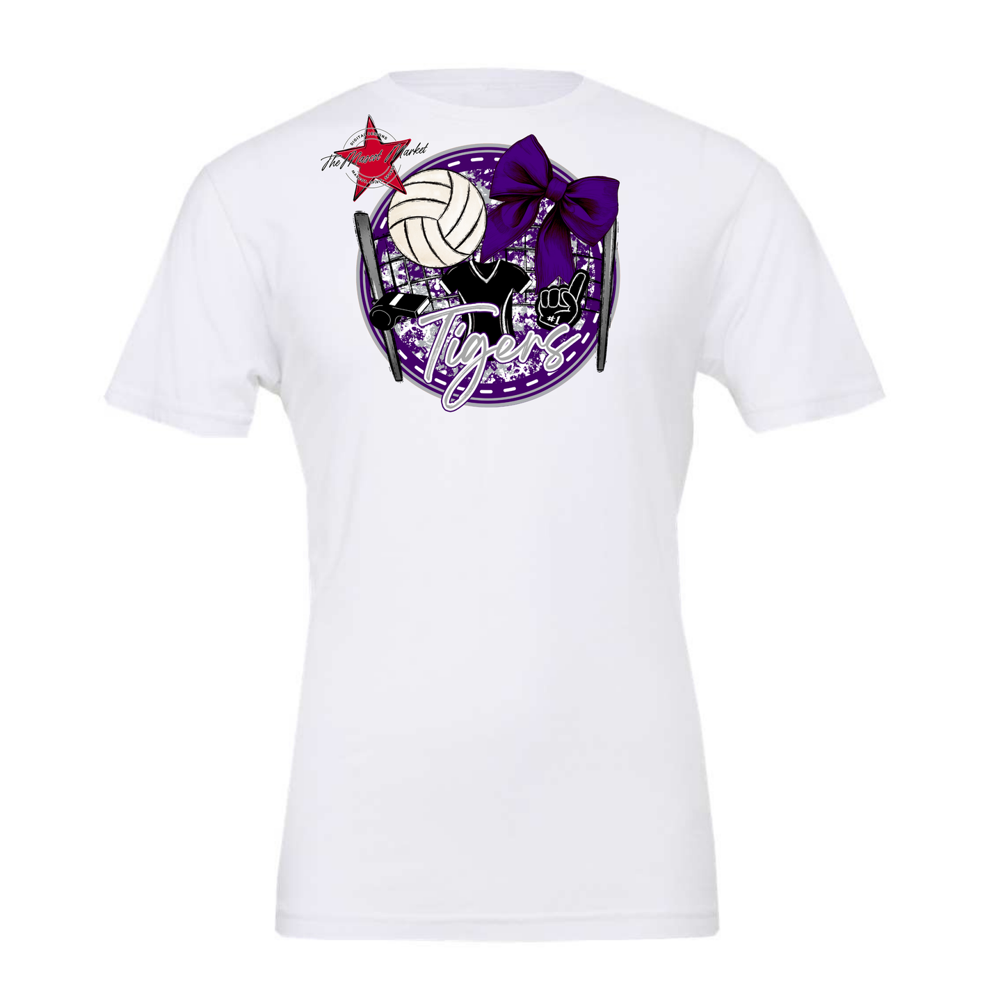 Tigers Circle Volleyball Design-Purple-Grey