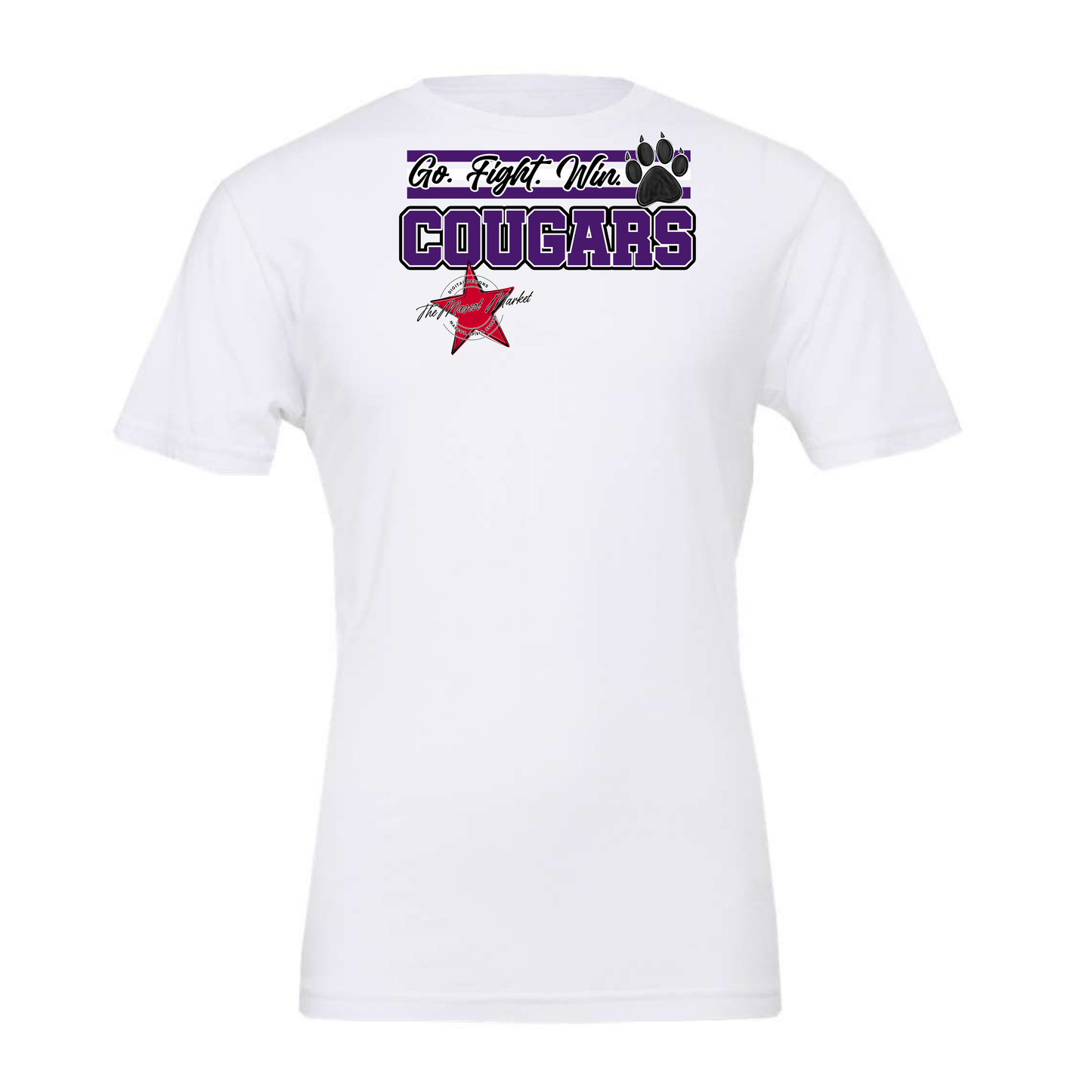 Cougars Go Fight Win Mascot Lines-Purple