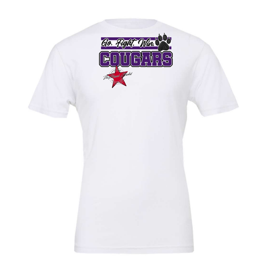 Cougars Go Fight Win Mascot Lines-Purple