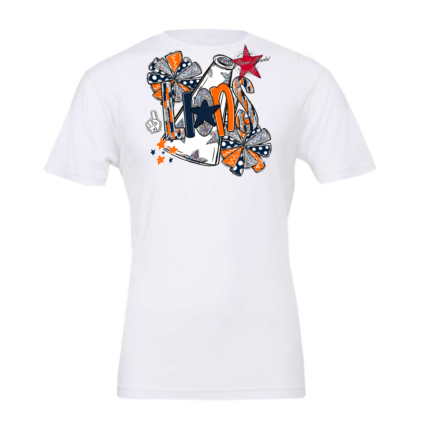 Lions Cheer Megaphone Scrape-Navy-Orange