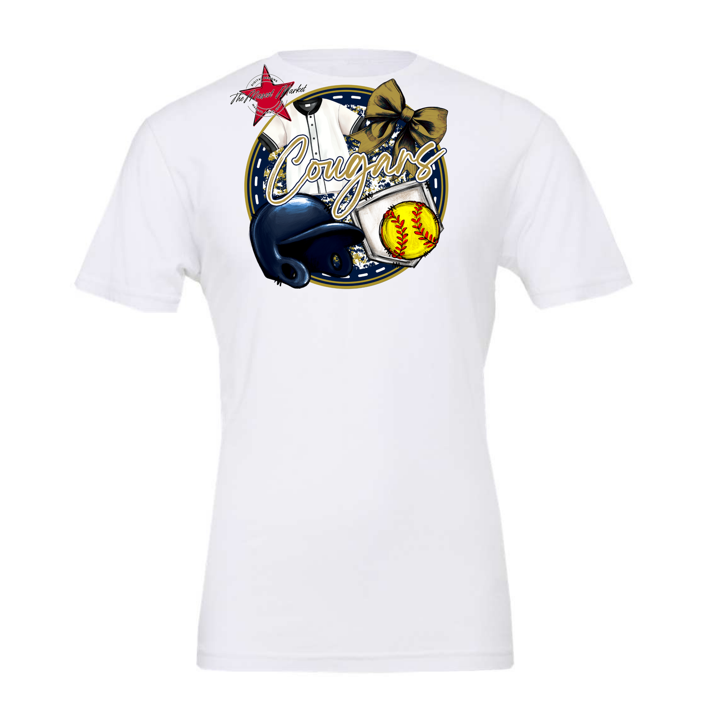 Cougars Circle Softball Design-Navy-Gold