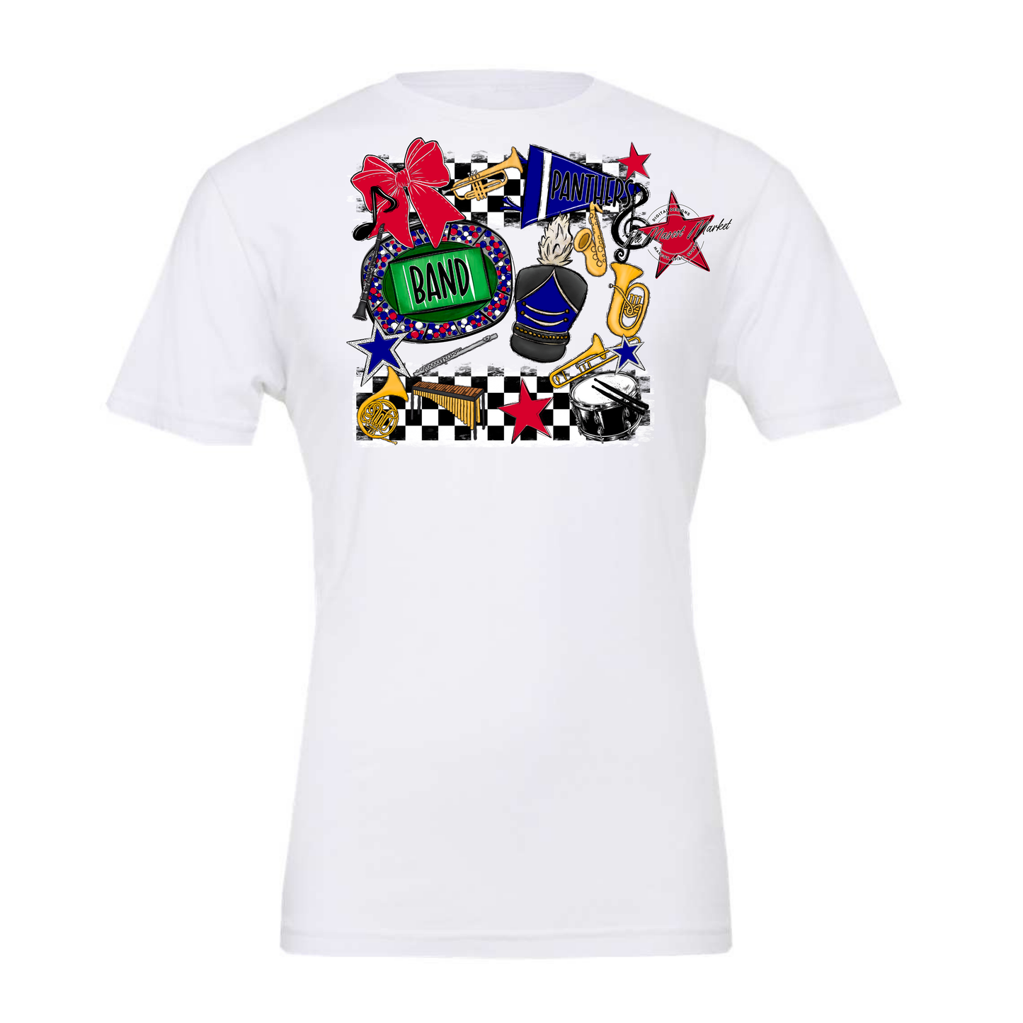 Panthers Checkers Band Spirit Design-Blue-Red