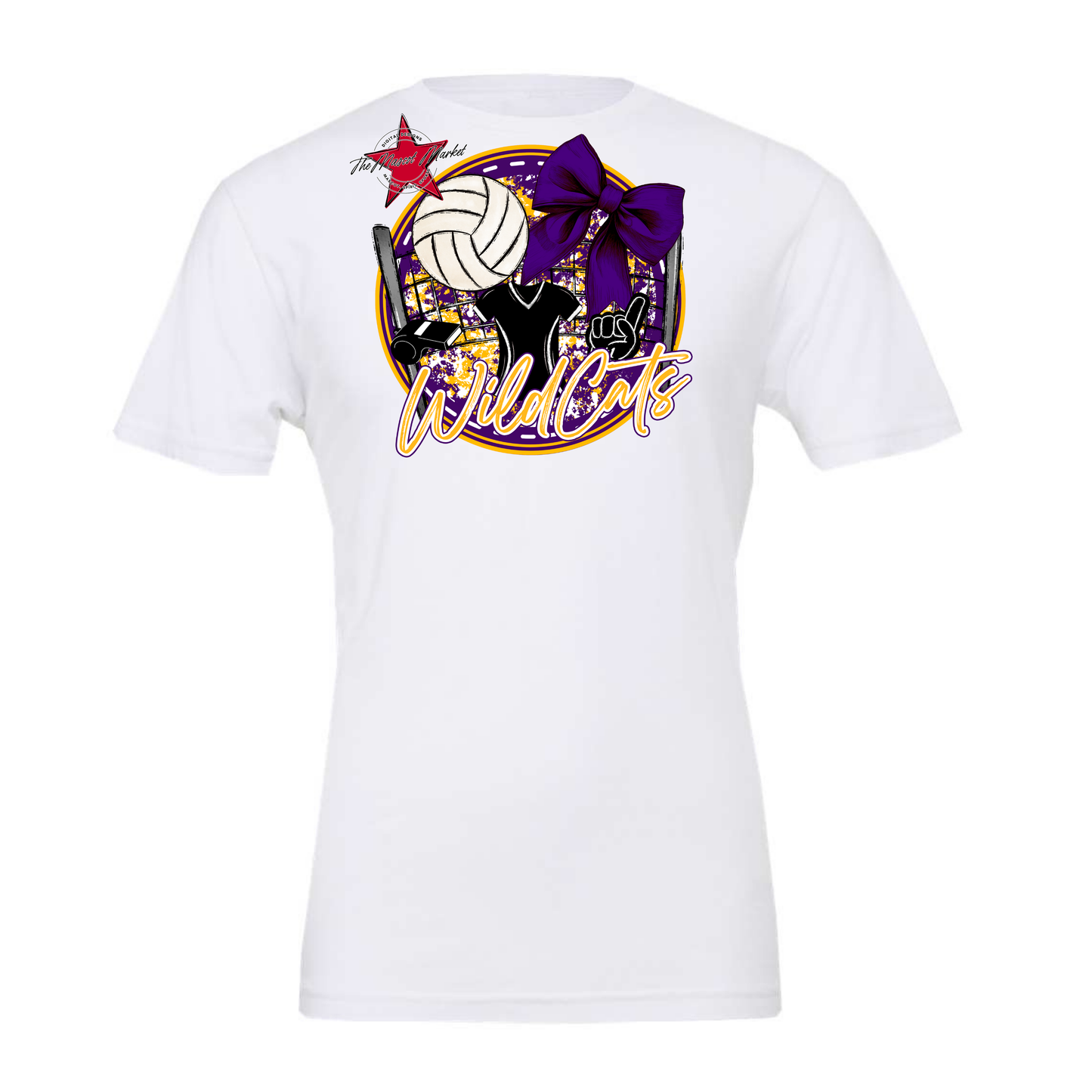 Wildcats Circle Volleyball Design-Purple-Yellow