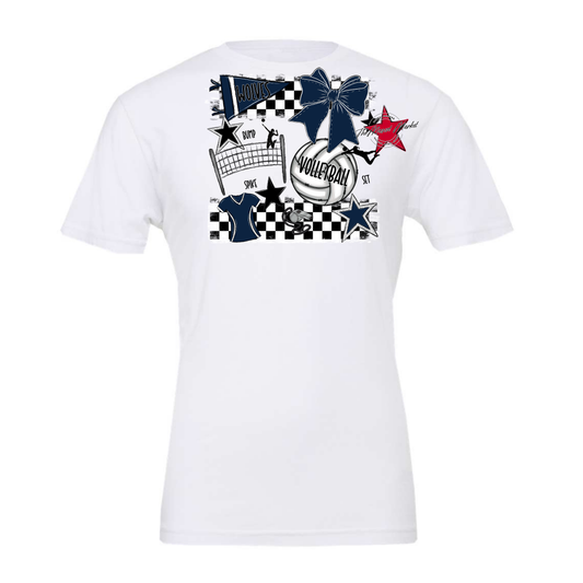 Wolves Checkers Volleyball Spirit Design-Navy
