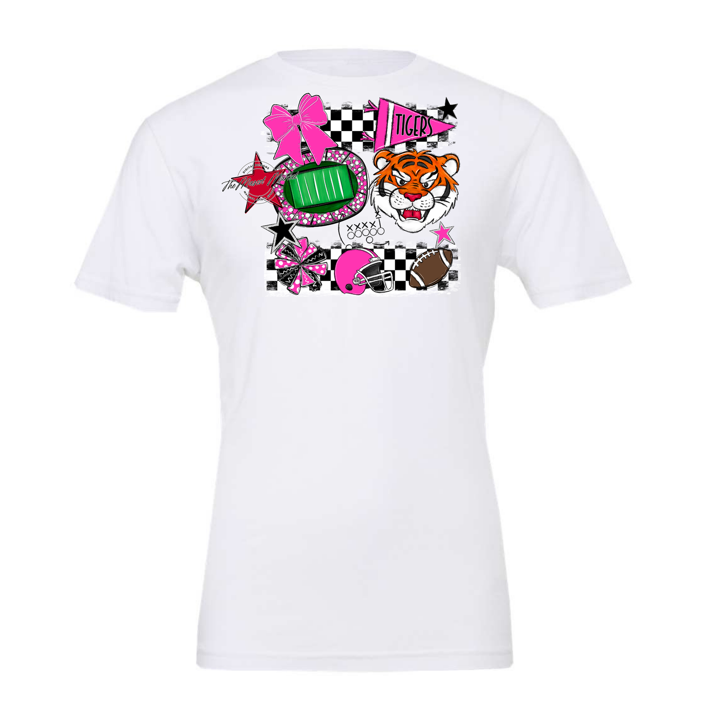 Tigers Checkers Mascot Spirit Design-Pink