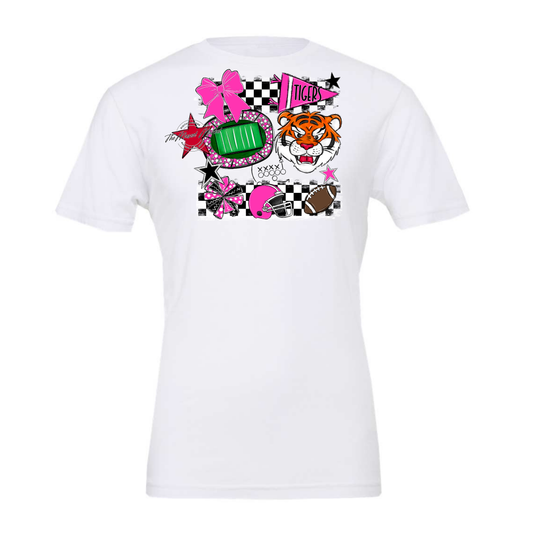Tigers Checkers Mascot Spirit Design-Pink