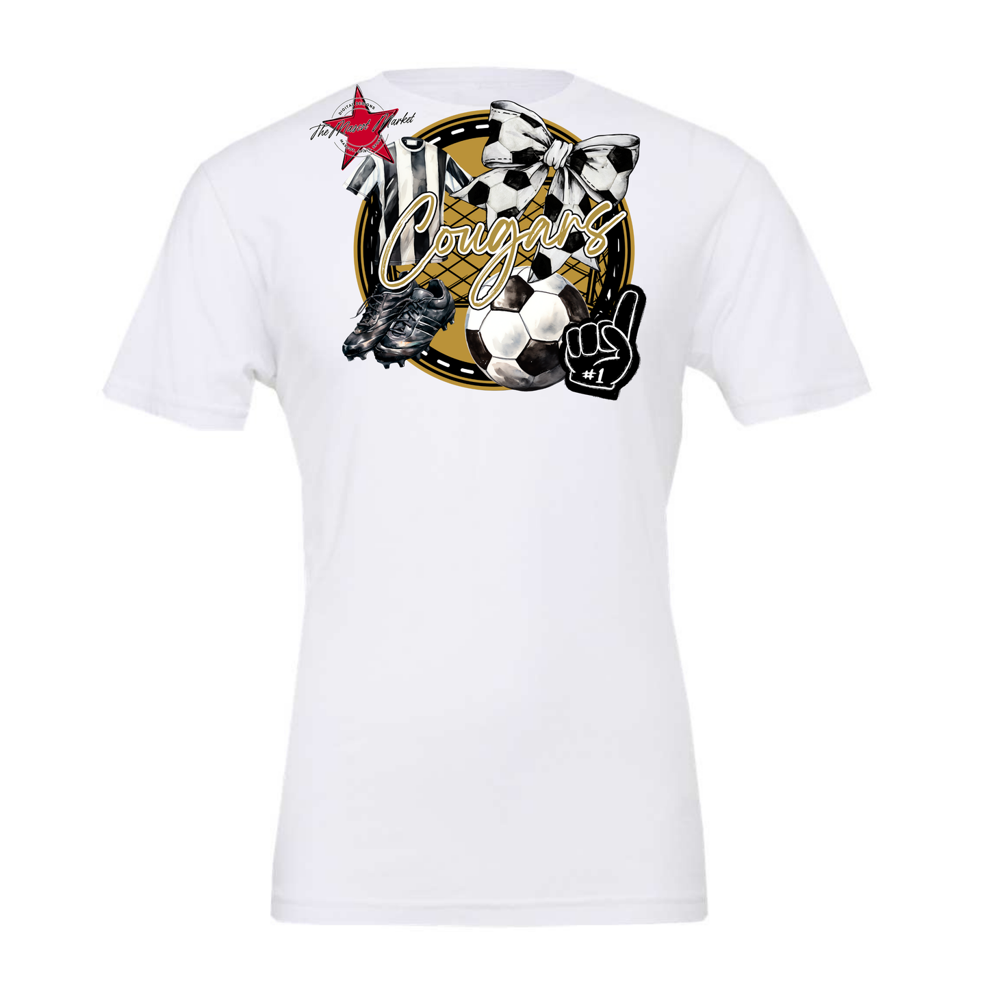 Cougars Circle Soccer Design-Gold