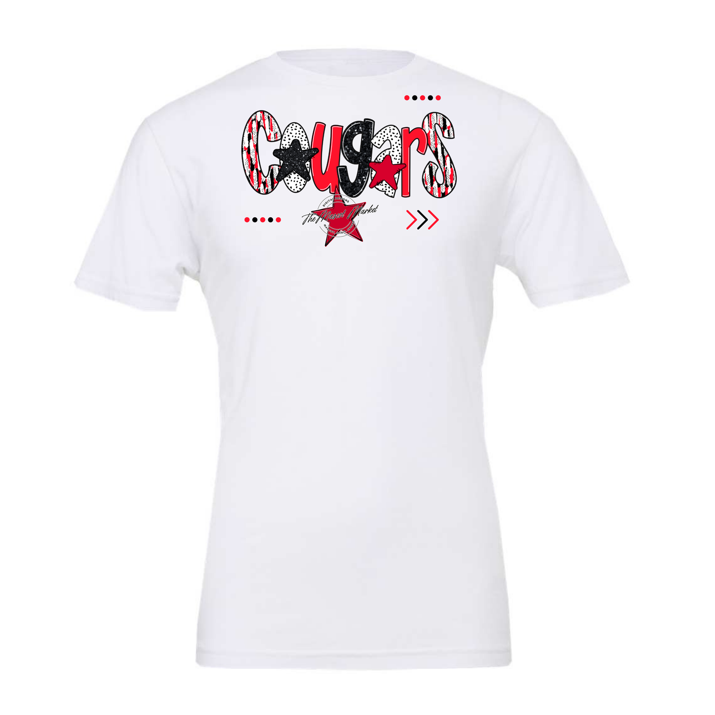 Cougars Brushstroke Alpha w Arrows-Bright Red