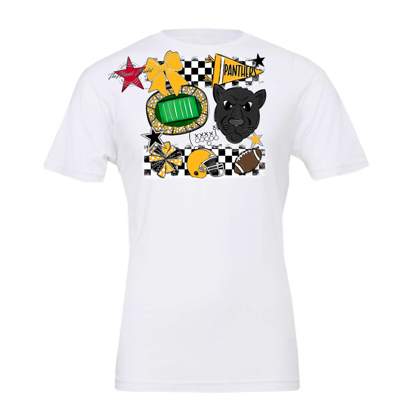 Panthers Checkers Mascot Spirit Design-Yellow