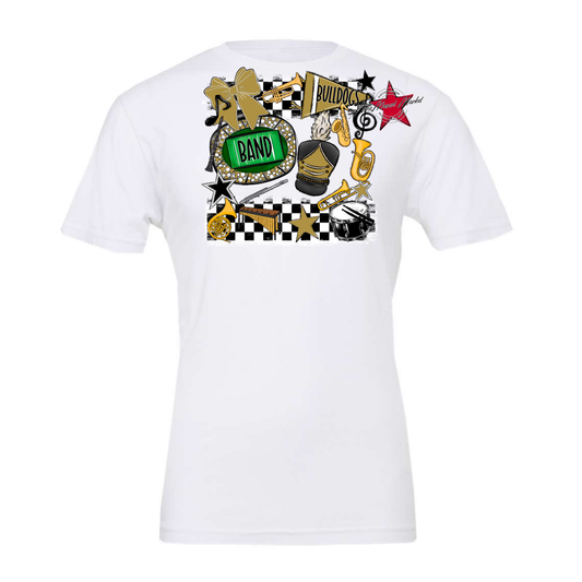 Bulldogs Checkers Band Spirit Design-Gold