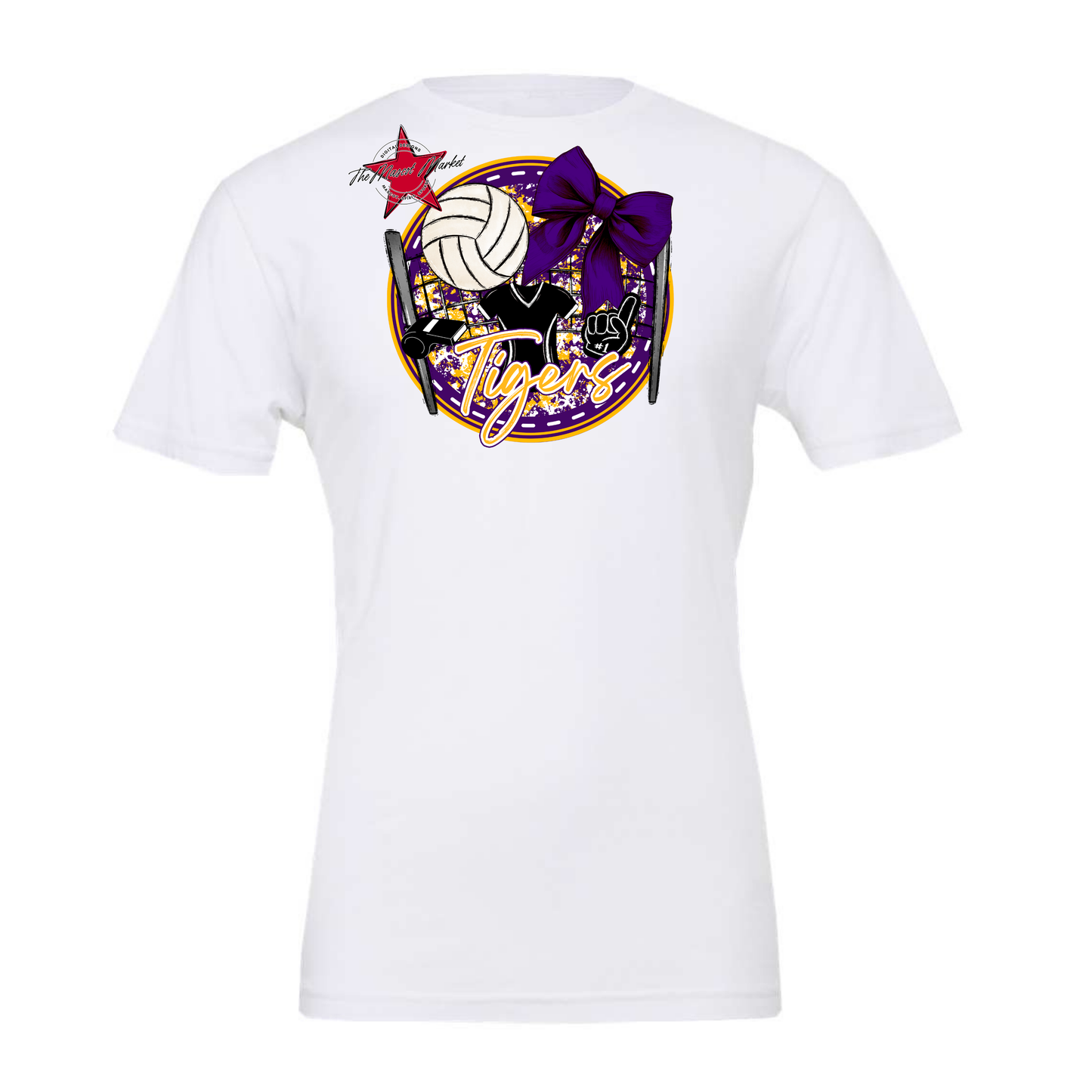 Tigers Circle Volleyball Design-Purple-Yellow