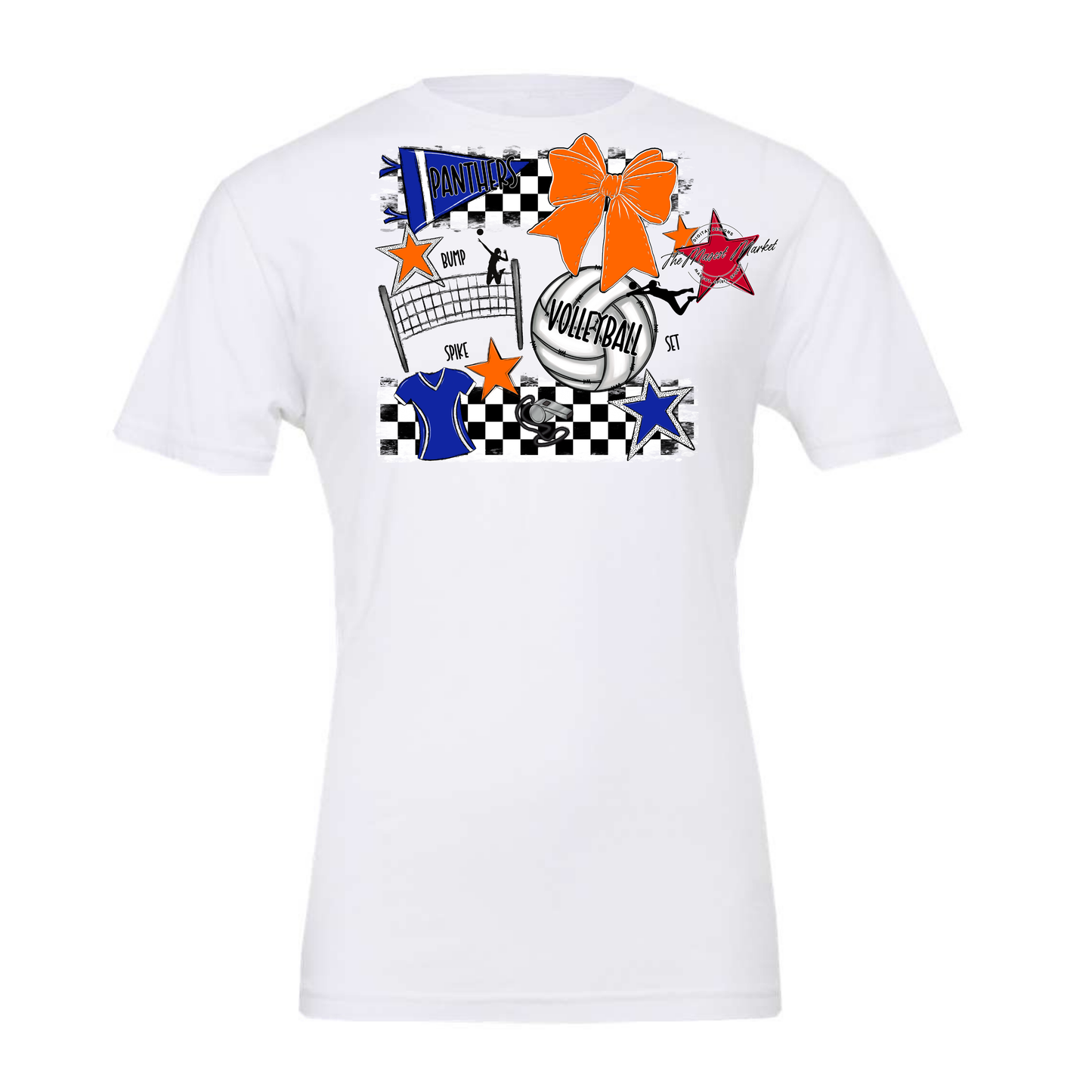 Panthers Checkers Volleyball Spirit Design-Blue-Orange