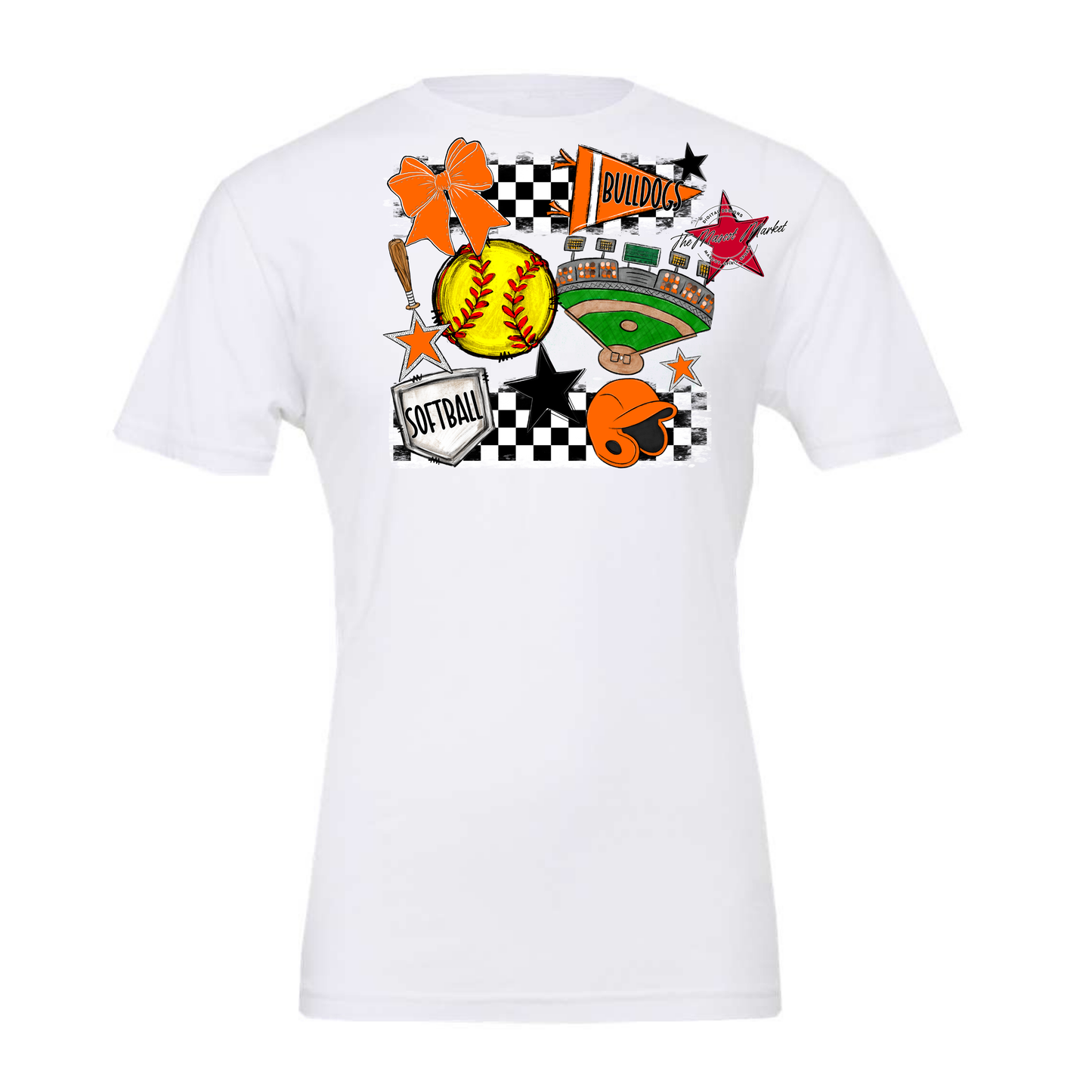 Bulldogs Checkers Softball Spirit Design-Orange