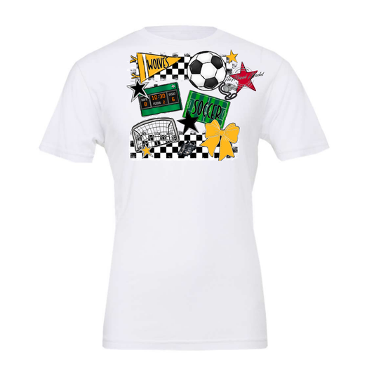 Wolves Checkers Soccer Spirit Design-Yellow