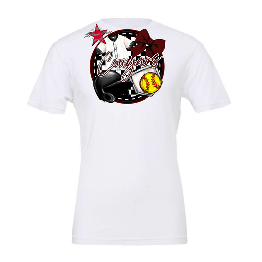 Cougars Circle Softball Design-Maroon