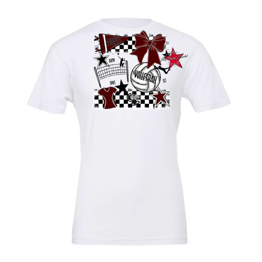 Wolves Checkers Volleyball Spirit Design-Maroon