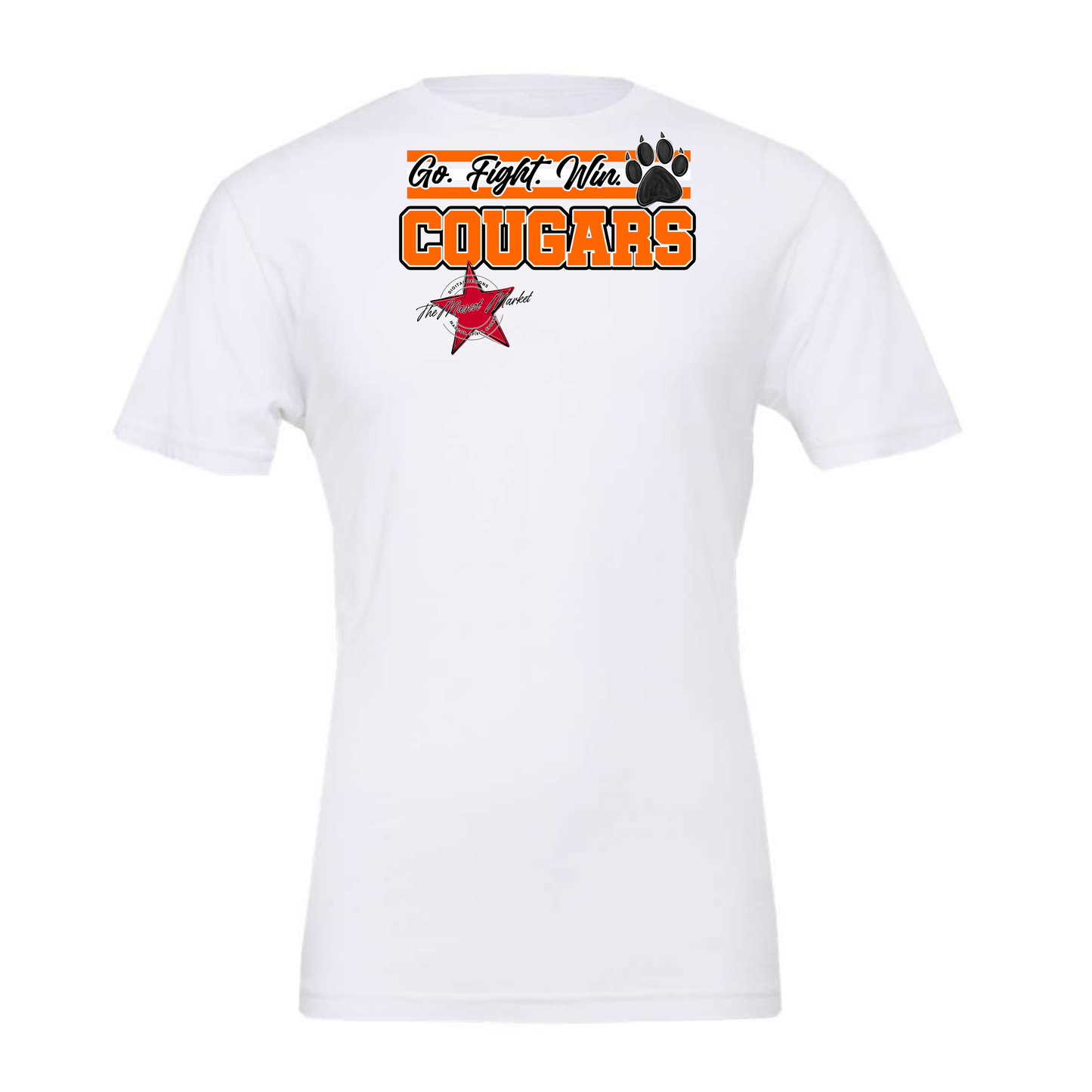 Cougars Go Fight Win Mascot Lines-Orange