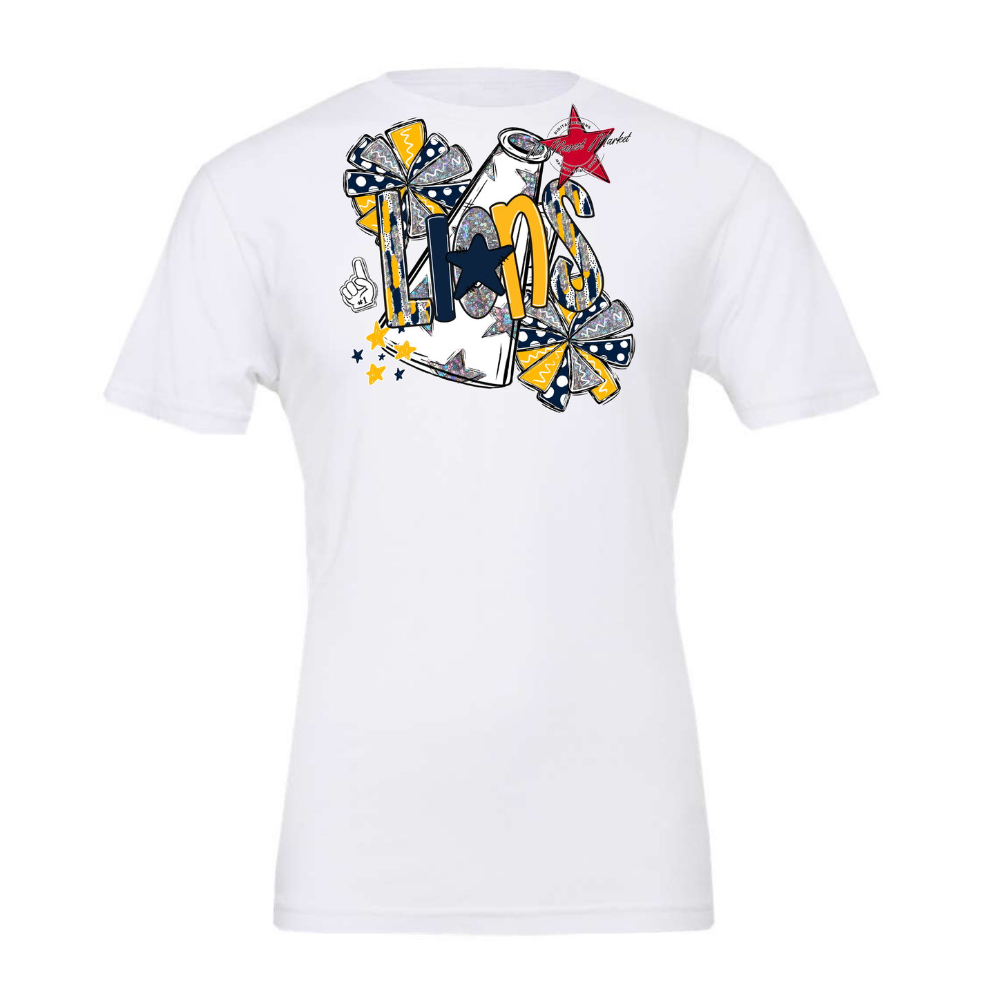 Lions Cheer Megaphone Scrape-Navy-Yellow