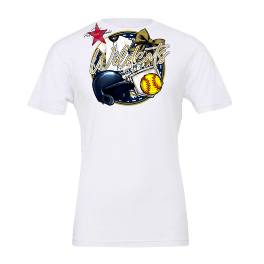 Wildcats Circle Softball Design-Navy-Gold