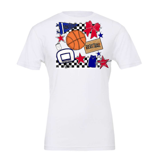 Panthers Checkers Basketball Spirit Design-Blue-Red