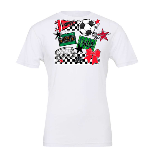 Panthers Checkers Soccer Spirit Design-Bright Red