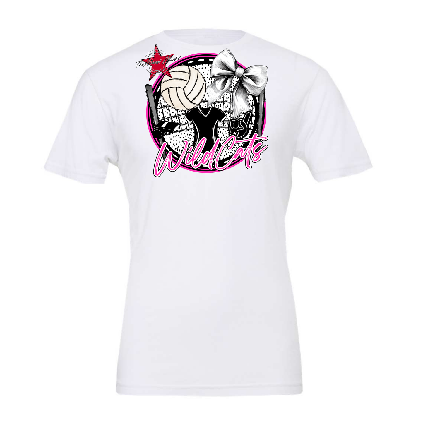 Wildcats Circle Volleyball Design-Pink