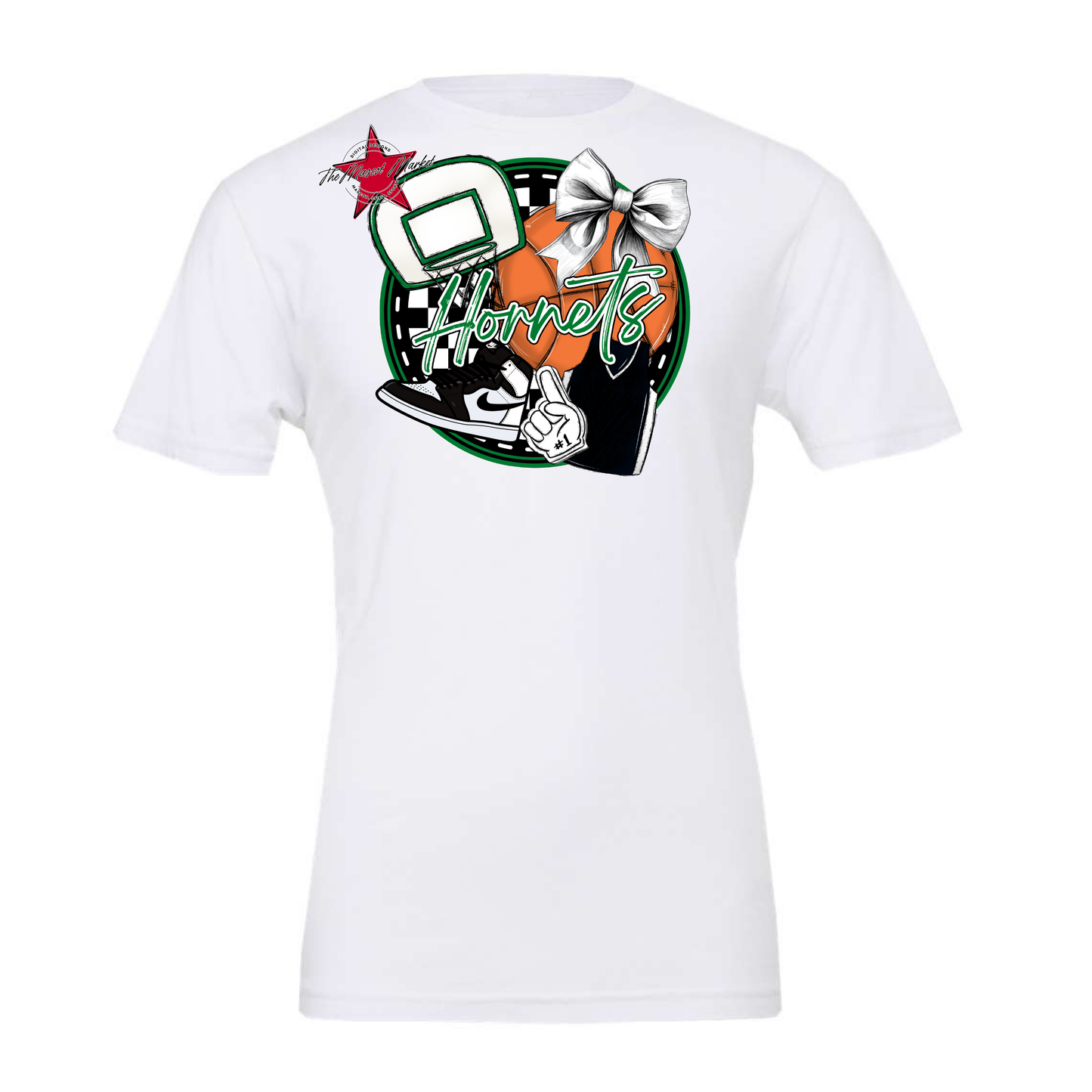 Hornets Circle Basketball Design-Kelly Green