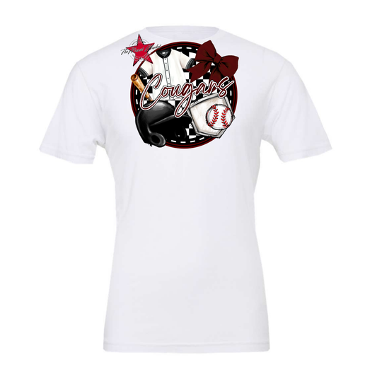 Cougars Circle Baseball Design-Maroon