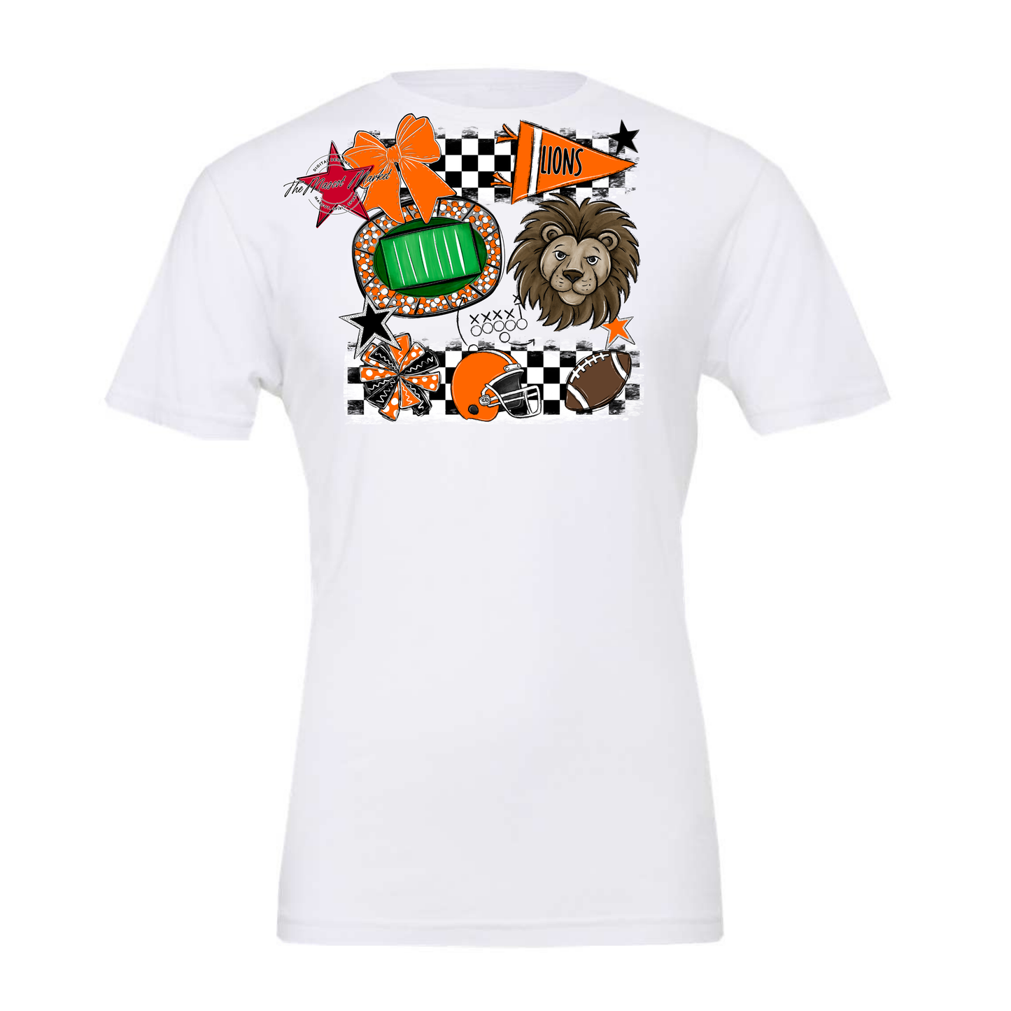 Lions Checkers Mascot Spirit Design-Orange