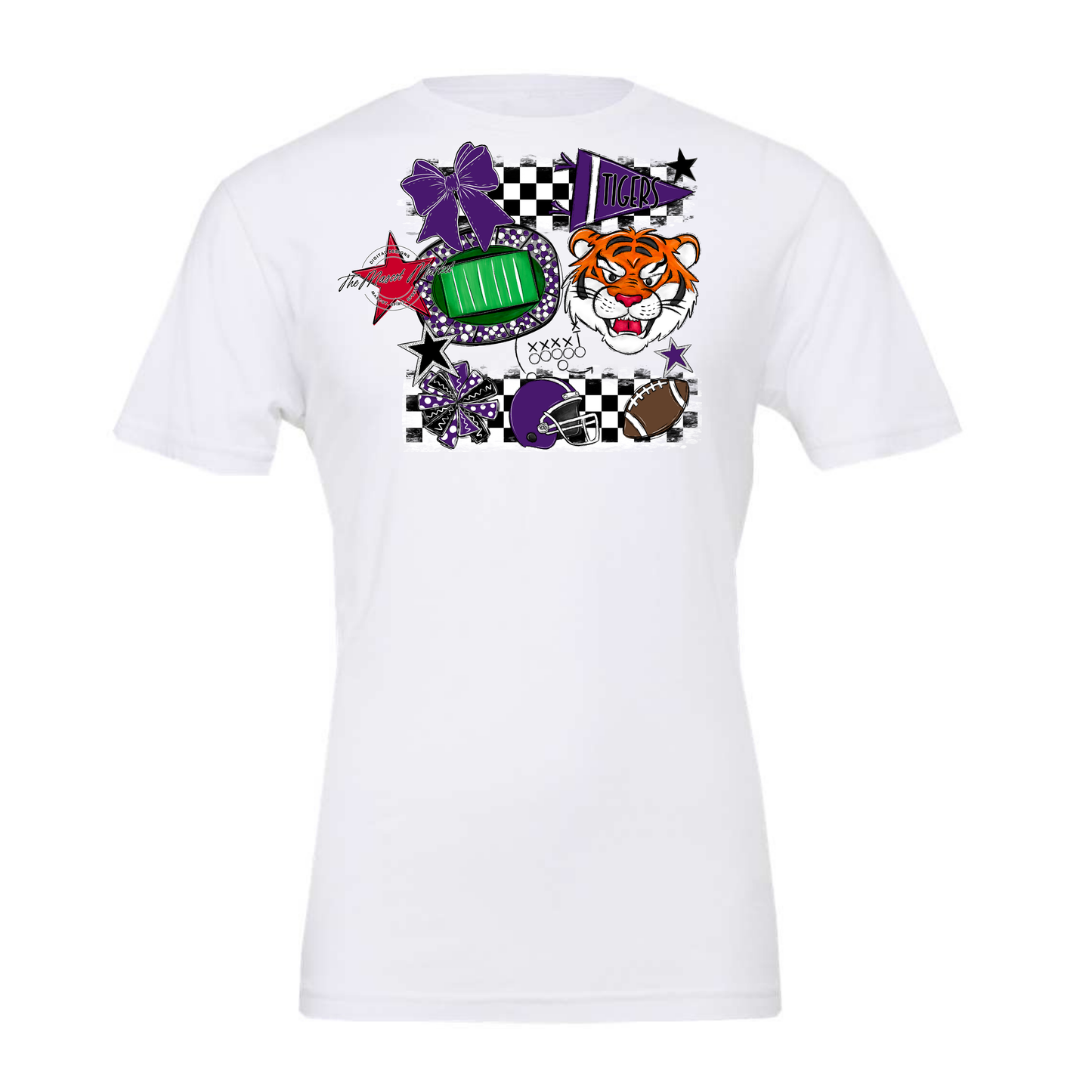 Tigers Checkers Mascot Spirit Design-Purple