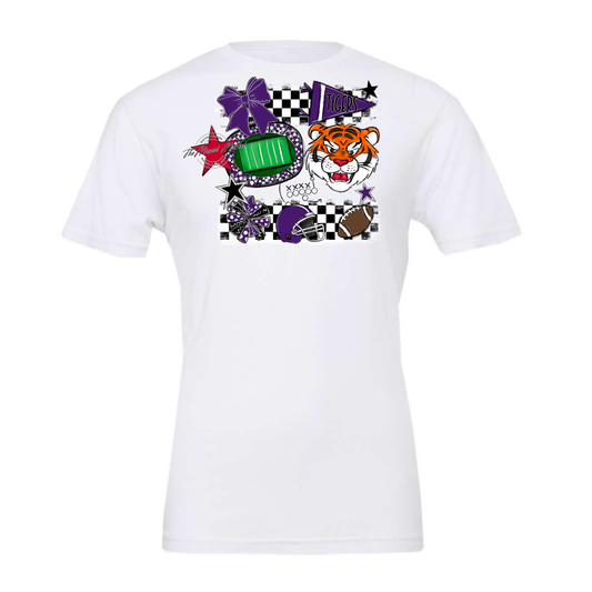 Tigers Checkers Mascot Spirit Design-Purple