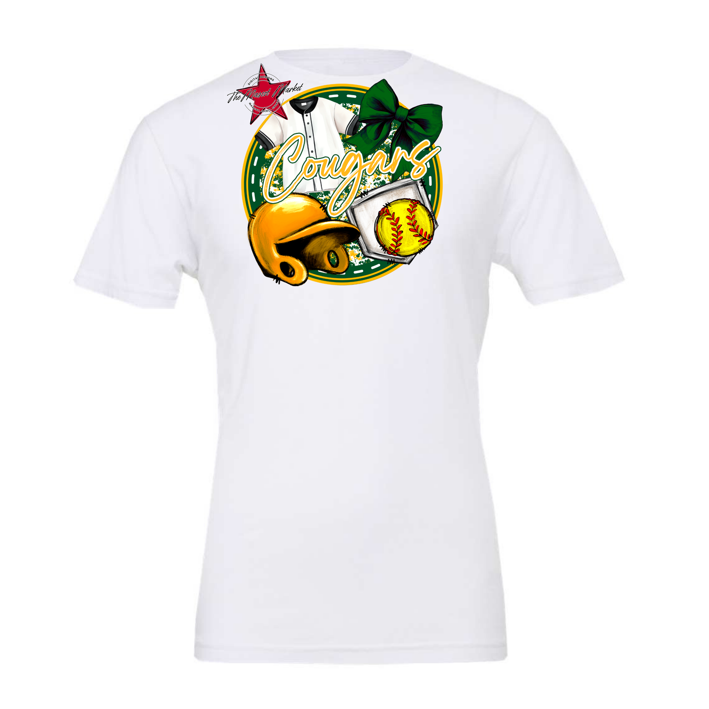 Cougars Circle Softball Design-Green-Yellow