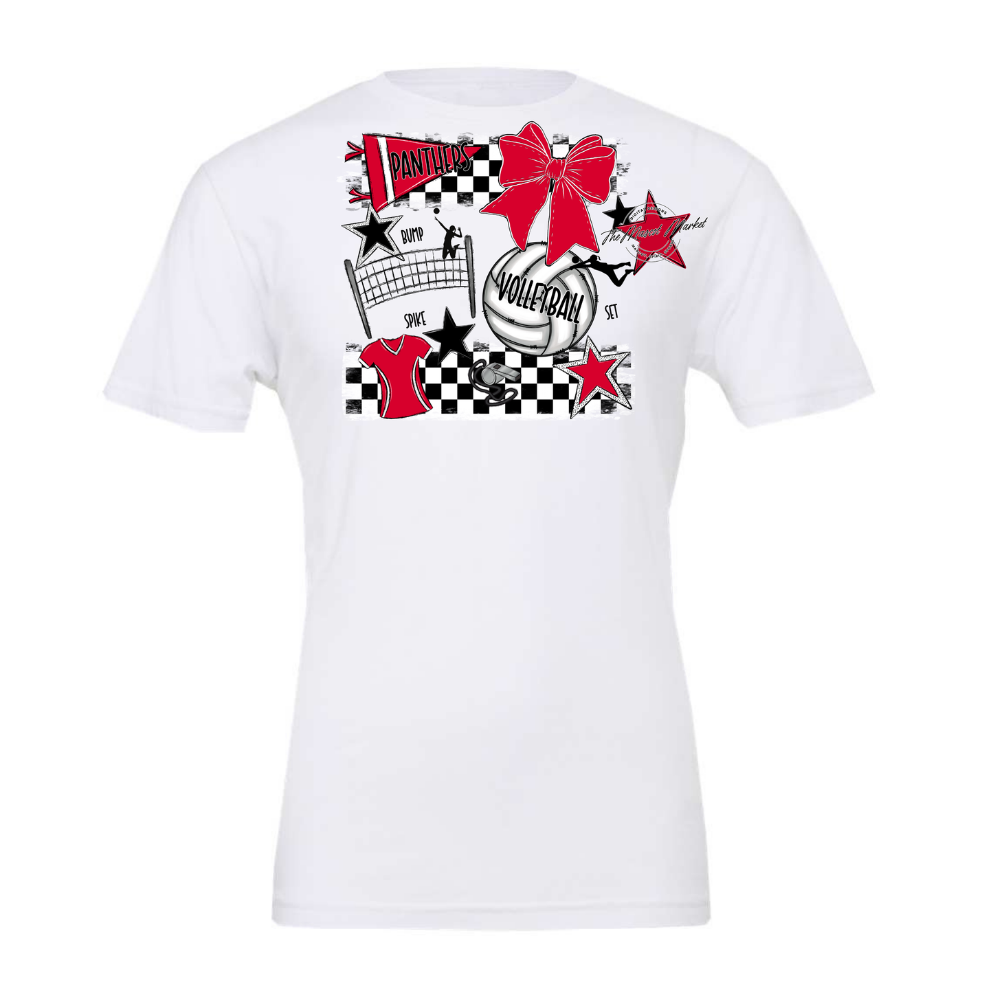 Panthers Checkers Volleyball Spirit Design-Red